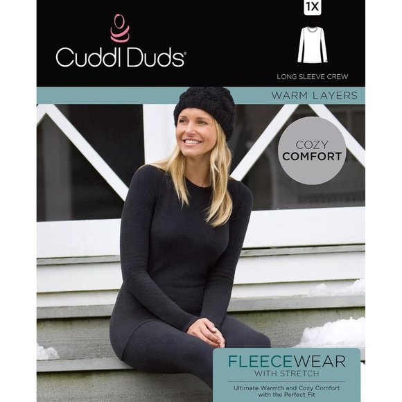 Cuddl Duds Fleece Stretch Crew Neck Lounge Top Black XL Extra Large - Picture 2 of 4